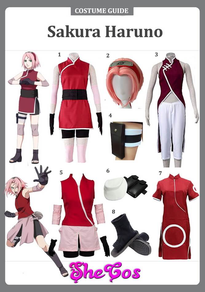 SBluuCosplay Anime Ninja Haruno Sakura Cosplay Costume 1st