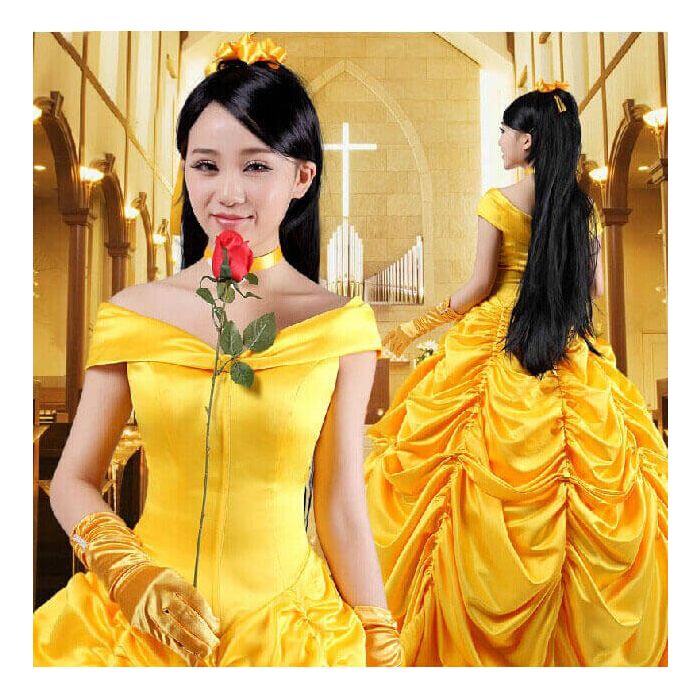 Princess Belle Dress for Girl Kids Floral Ball Gown Child Cosplay Bella  Beauty and The Beast Costume Fancy Party